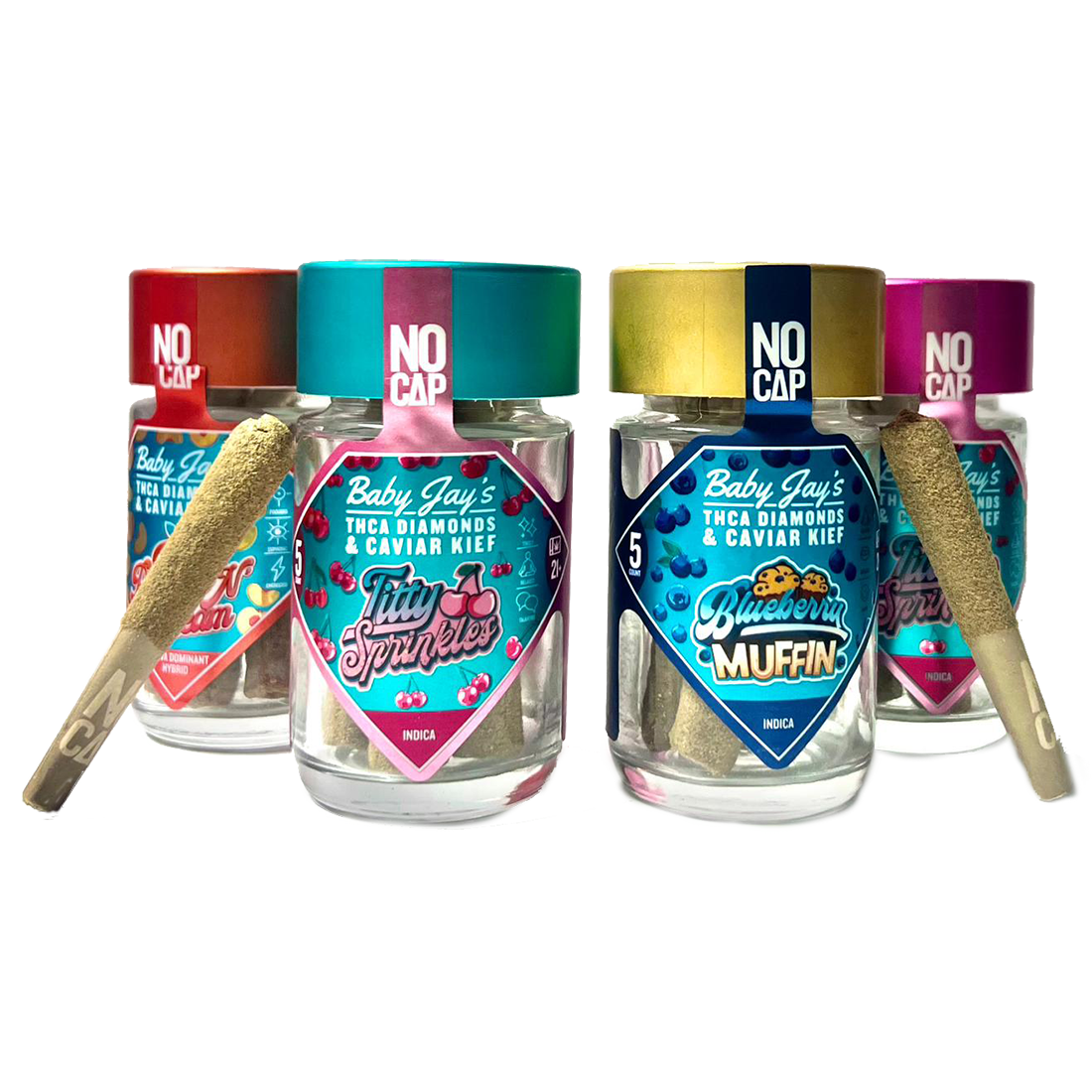 Baby jay’s THCA Diamonds & Caviar Kief .7g Mini Joints (5pcs)