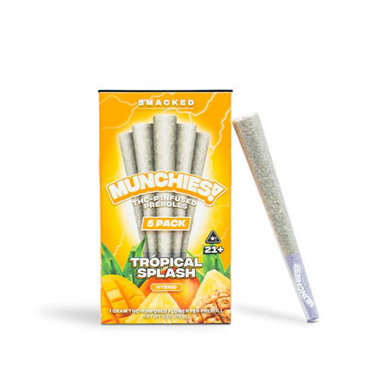 Smacked Munchies! Tropical Splash Hybrid THC-Infused Prerolls – 5 Pack (1g Total)
